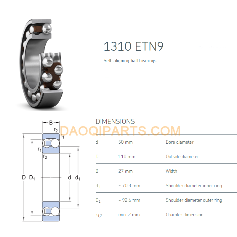 1310 bearing size chart