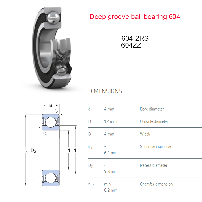 Miniature bearing 604 size