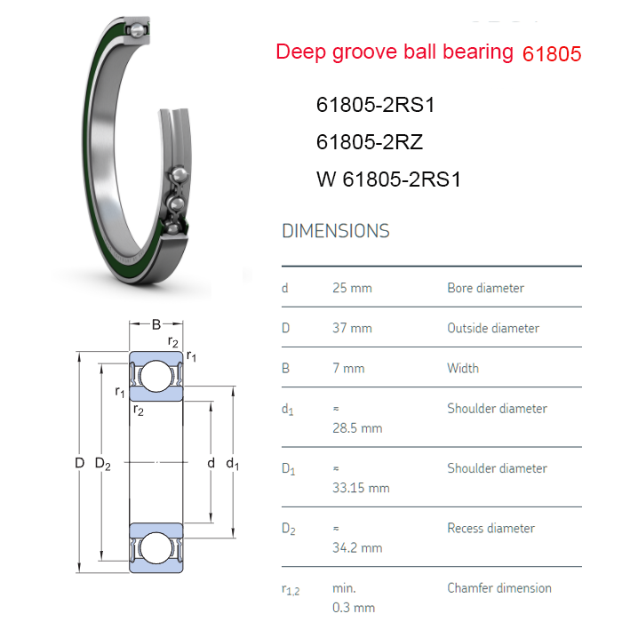 61805 bearing size