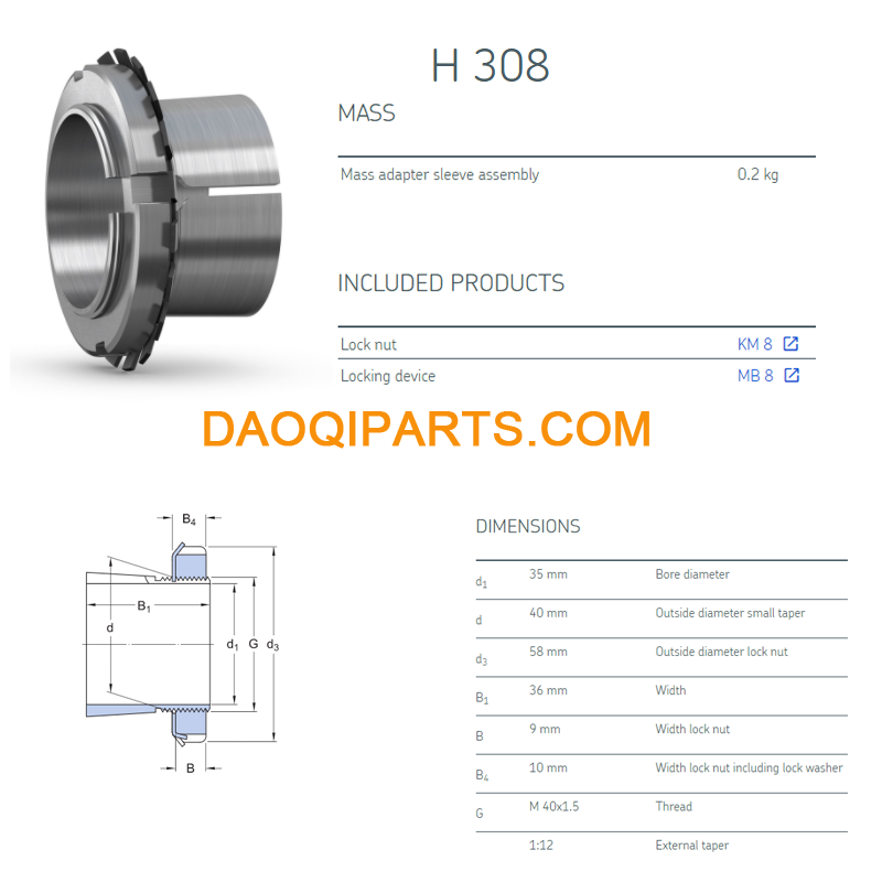 adapter sleeve bearing H308