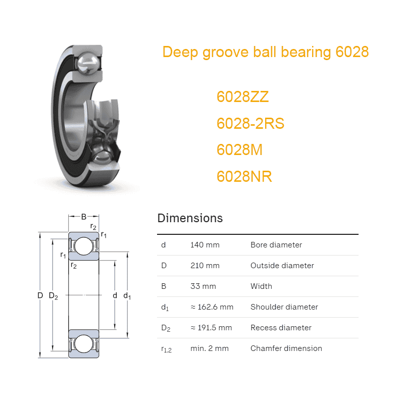 ball bearing 6028 drawing